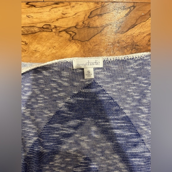 Charming Charlie White Blue Stripes Cardigan Size Small - Picture 8 of 8